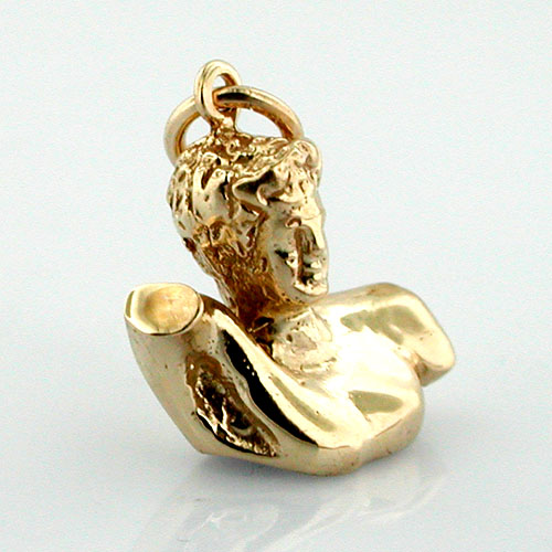 Olympian Ancient Greek Mythology God Hermes Bust 14k Gold Charm