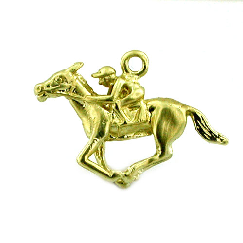 Race Horse Racing Jockey 14K Gold Charm