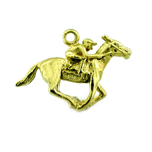 Race Horse Racing Jockey 14K Gold Charm