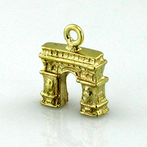 14K Gold  Arc de Triomphe 3D Charm  Arch of Triumph ~ France Paris