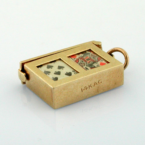 Deck of Playing Cards Movable Vintage 14k Gold Charm