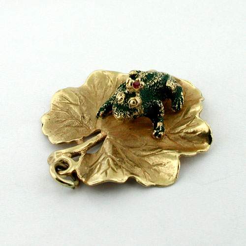 1960's Henry Dankner Frog Prince Lily Pad Vintage Gold Charm Pendant 