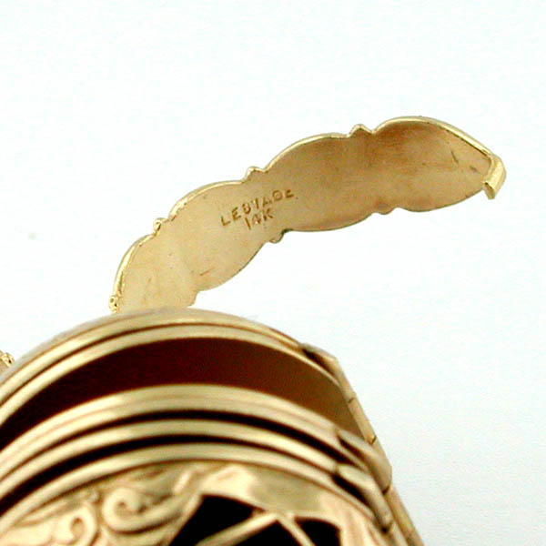 Rare Edwardian LESTAGE 14K Gold Ball Picture Photo Locket Antique Vintage Charm 
