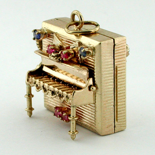 Rare Vintage 14K Gold Charm Piano Music Box  Plays Beethoven 