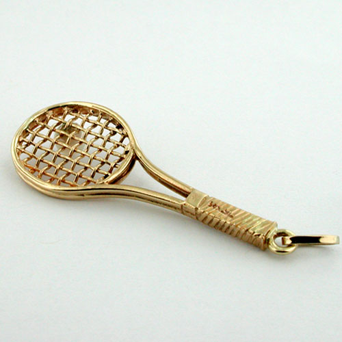 14K Gold Tennis Racquet Racket Vintage Charm Pendant