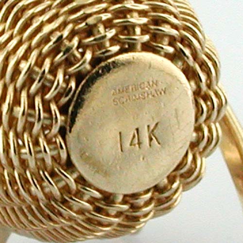American Scrimshaw Nantucket Basket 14k Gold Vintage Charm Pendant with Lucky Penny 