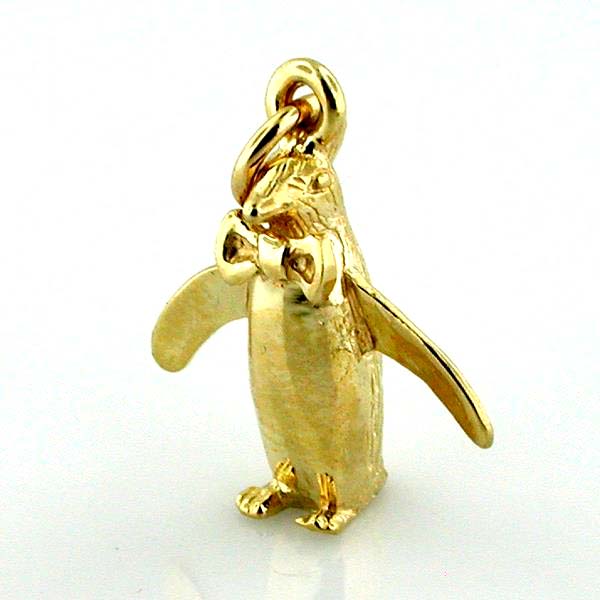 Penguin with Bow Pingvin 14k Gold Charm