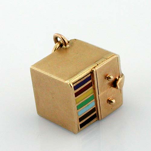 1950's Victrola Record Player Phonograph Stanhope Movable Vintage 14k Gold Charm 