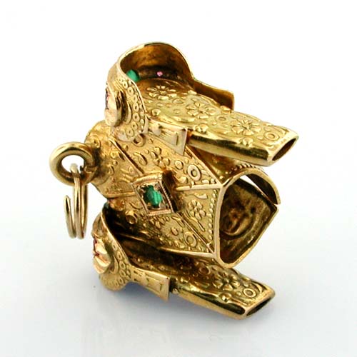 Jeweled Matador Jacket 3D Vintage 14K Gold Charm Pendant