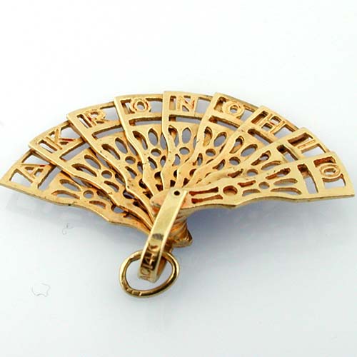 Akron Ohio Folding Foldable Fan Movable AC Vintage 14K Gold Charm 