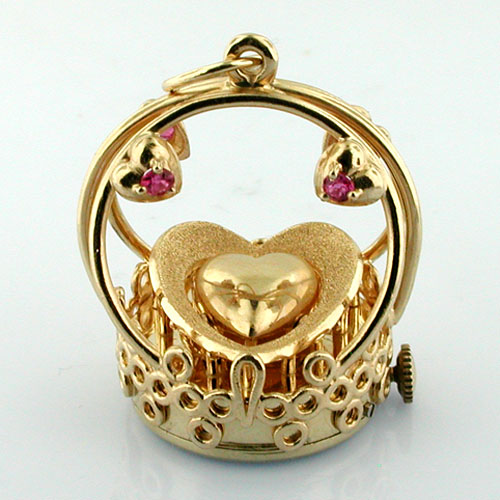 Rare Dankner Beating Heart 14K Gold Living Charm Mechanical Pendant