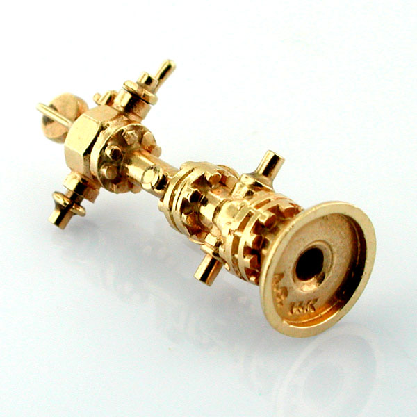 Antique Vertical Steam Engine Industrial Revolution Movable Vintage 14K Gold Charm