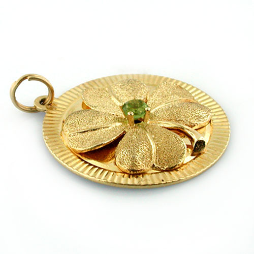 Dankner Four Leaf Clover 14K Gold Good Luck Vintage Charm Pendant