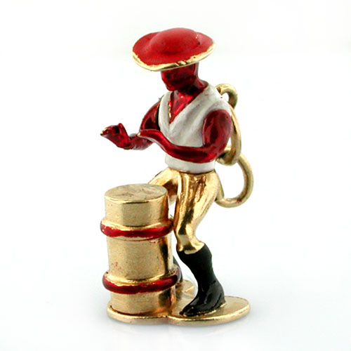  Carribean Bongo Drum Player Movable AC 14K Gold Vintage Charm