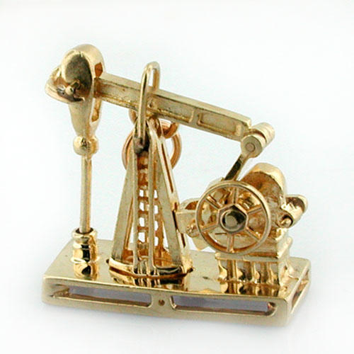 Movable 14k Gold Oil Derrick Rig Vintage Mechanical AC Charm