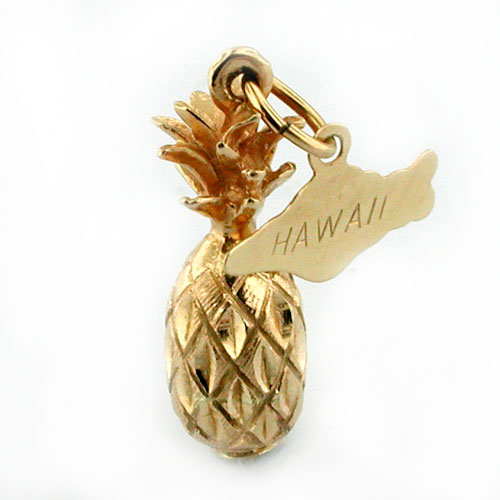 14K Gold Pineapple Vintage Charm - Hawaii