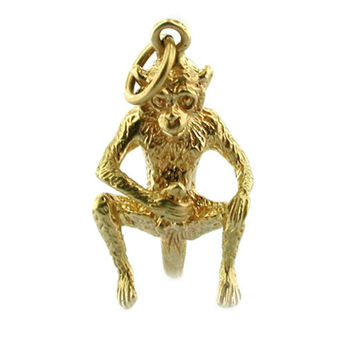 18k Gold Monkey Phallic Phallus Charm Pendant