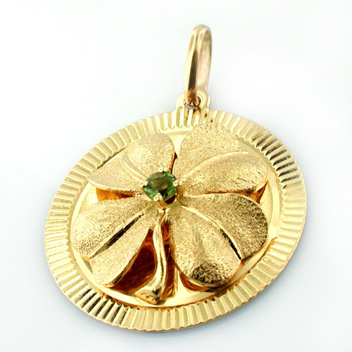 Dankner Four Leaf Clover 14K Gold Good Luck Vintage Charm Pendant

