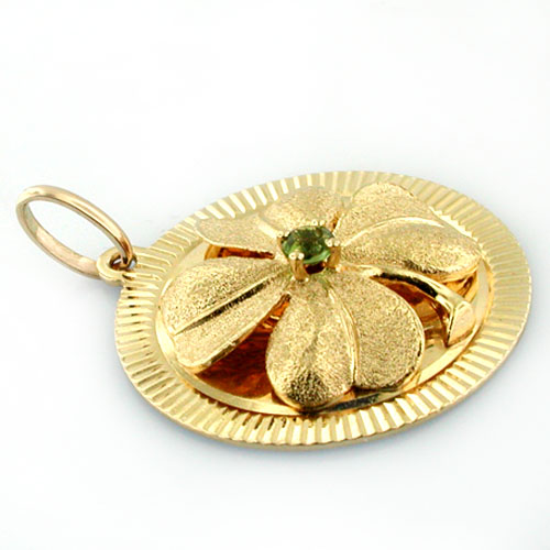 Dankner Four Leaf Clover 14K Gold Good Luck Vintage Charm Pendant
