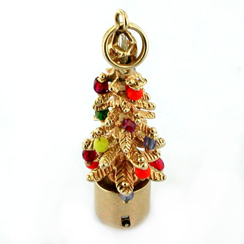 
Rare 1960's Christmas Tree 14K Gold Vintage AC Charm Lights Up Like Litacharm 