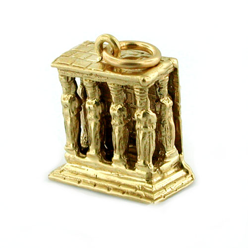 Greek Erechtheum Porch of Maiden Vintage 14k Gold Charm  
