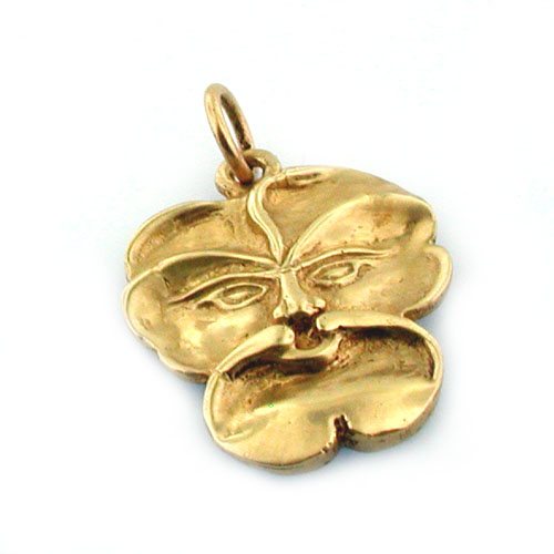Rare Pansy Flower Face 14K Gold Vintage Charm