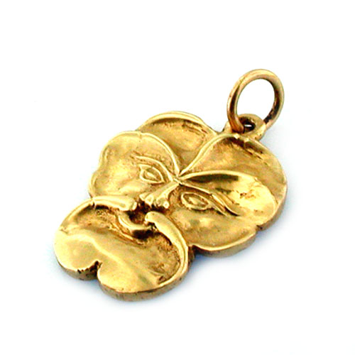 Rare Pansy Flower Face 14K Gold Vintage Charm