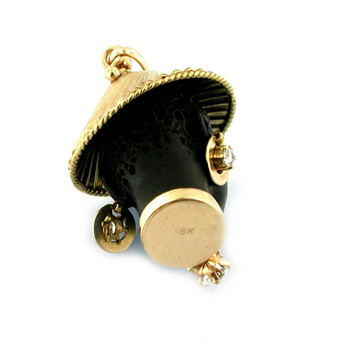 18K Gold Vintage Blackamoor Diamonds Charm Pendant