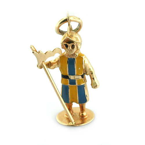  Swiss Vatican Guard Enamel 18K Gold Vintage Charm