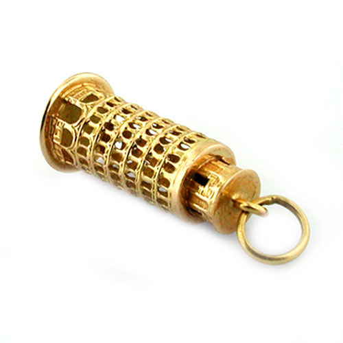 18K Gold Leaning Tower of Pisa Italy Vintage Charm Pendant