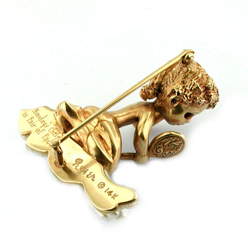 Vintage 1950's William Ruser 14K gold Monday's Child Brooch
