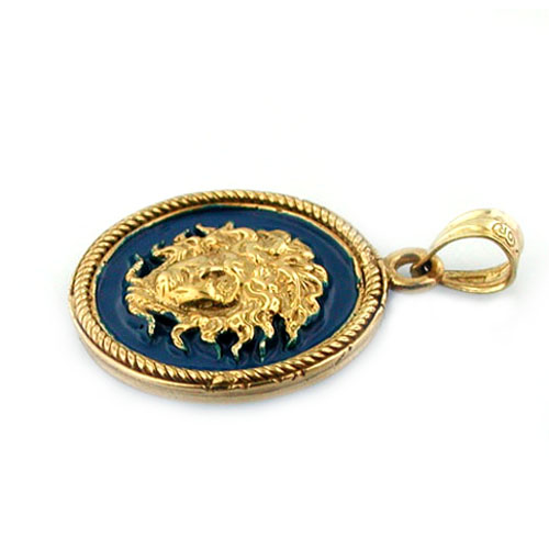 14k Gold Head of Medusa Enamel Charm Pendant