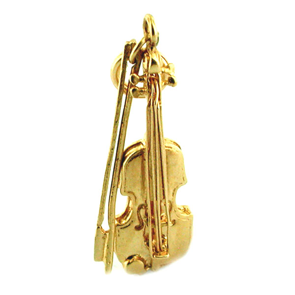 Violin with Bow 14k Gold Vintage Charm