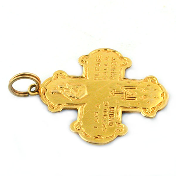 Vintage 14K Gold Catholic Religious Cross Pendant Charm