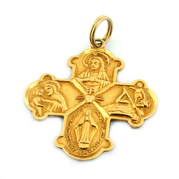 Vintage 14K Gold Catholic Religious Cross Pendant Charm