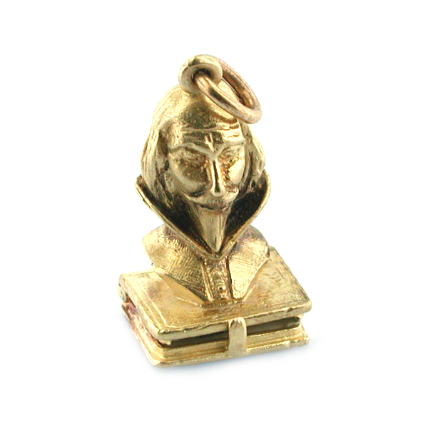 The Works of Shakespeare 14K Gold Book Rare Vintage Charm Pendant