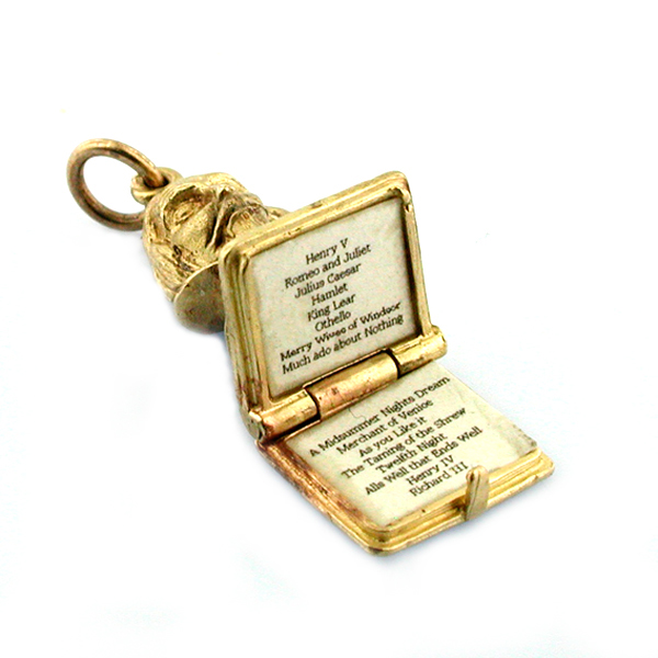 The Works of Shakespeare 14K Gold Book Rare Vintage Charm Pendant