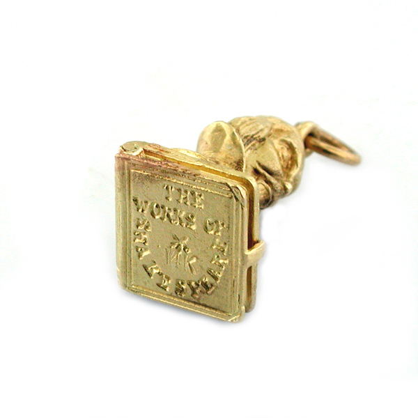 The Works of Shakespeare 14K Gold Book Rare Vintage Charm Pendant