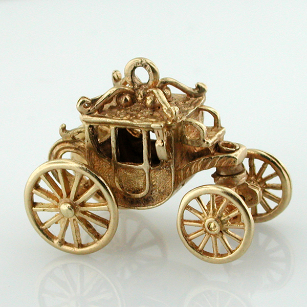 14K Gold Royal Carriage Coach Movable Articulated Vintage Charm  